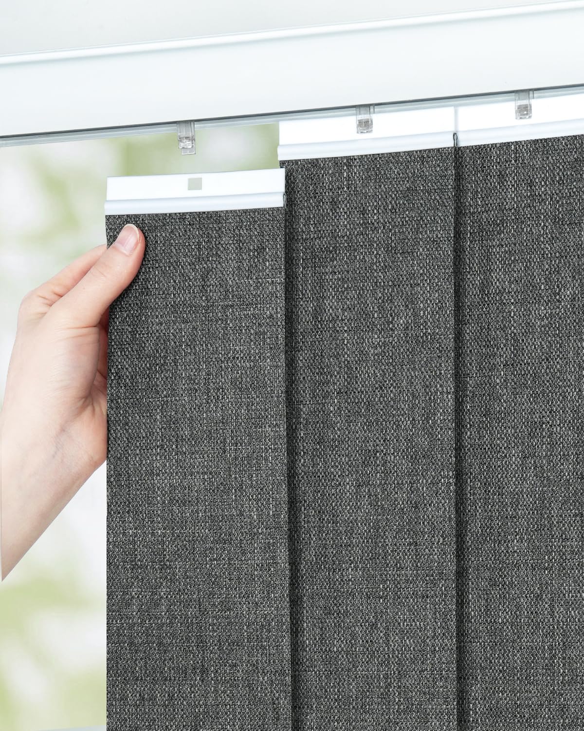 Photo 1 of UNISHADES Vertical Blind Replacement Slats, 34 Pack, Charcoal