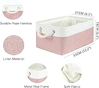Vista 6 de Contenedores de almacenamiento con asas de algodón resistentes (1 unidad), cestas de almacenamiento de tela para organizar uso para oficina y hogar