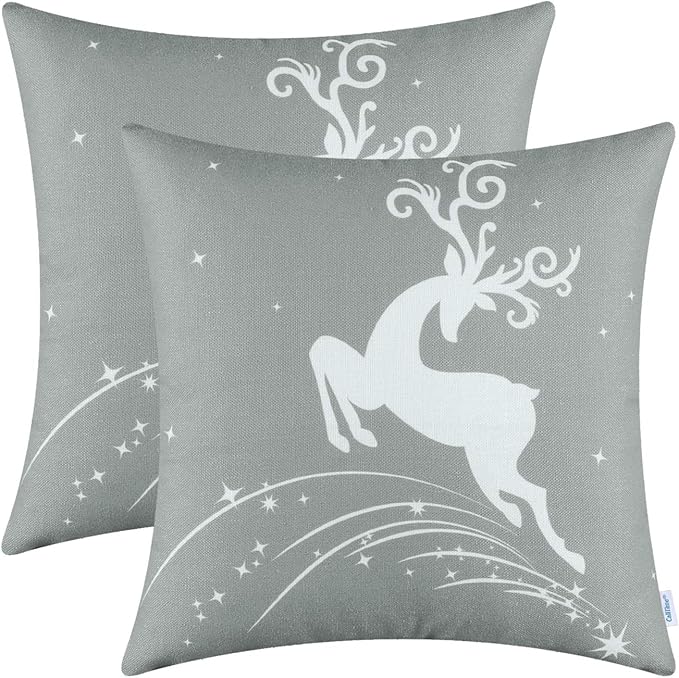 2 Copricuscini Natalizi 45x45 Cm - Tela Con Stampa Renne E Stelle, Lavabili E Con Cerniera Nascosta - Foto 13