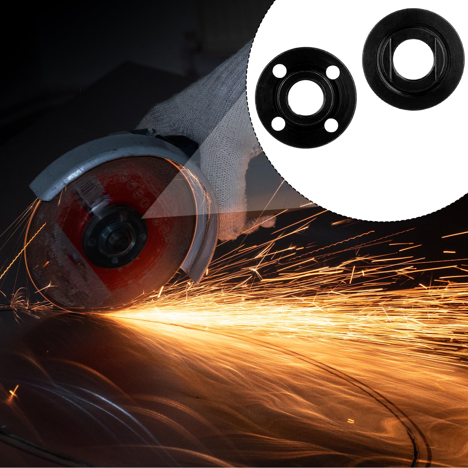 Styquenzer Avuç taşlama anahtarı seti, 5" 5/8-11 açılı taşlama anahtarı, metal, 2 flanş somun, açılı anahtar, açılı anahtar, açılı taşlama makinesi, aksesuar, evrensel yedek aksesuar