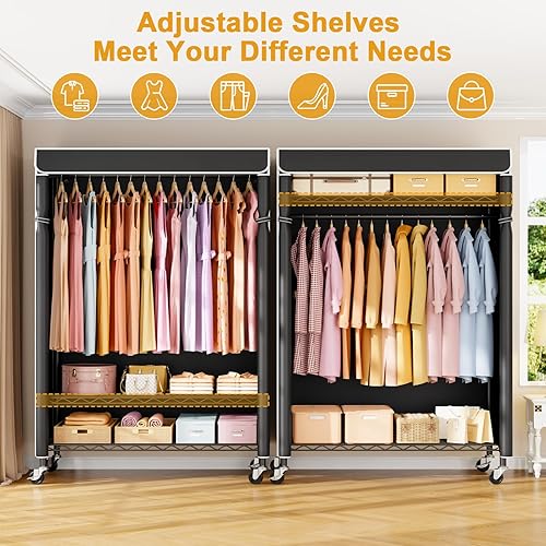 Miniatura 3 de P6C Plus - Perchero Rodante con Cubierta, Perchero Cubierto Resistente, Armario Portátil para Colgar Ropa, Perchero con Ruedas, Perchero de Armario