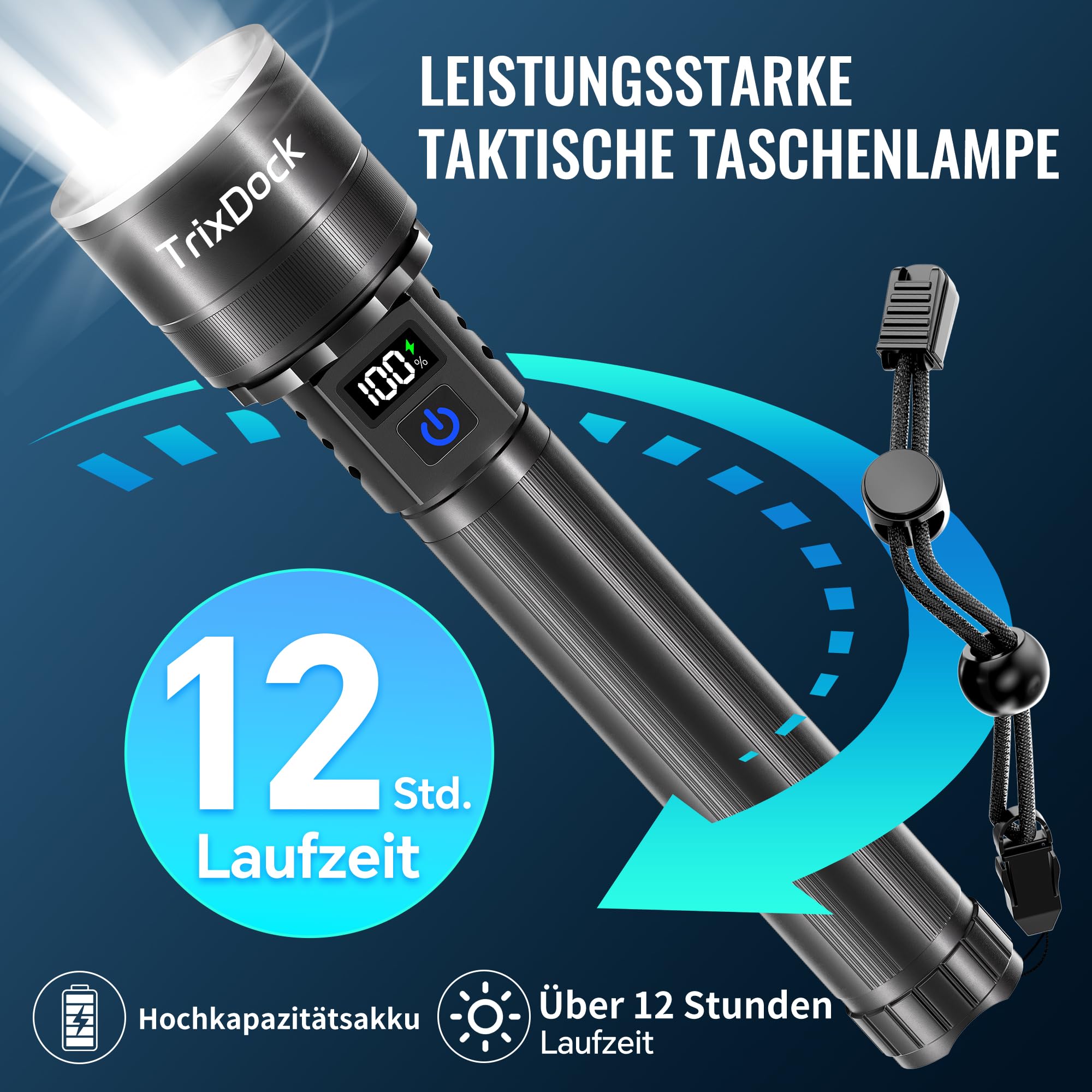LED Taschenlampe Aufladbare Hohe Lumen Extrem Hell Taschenlampen 5 Modi