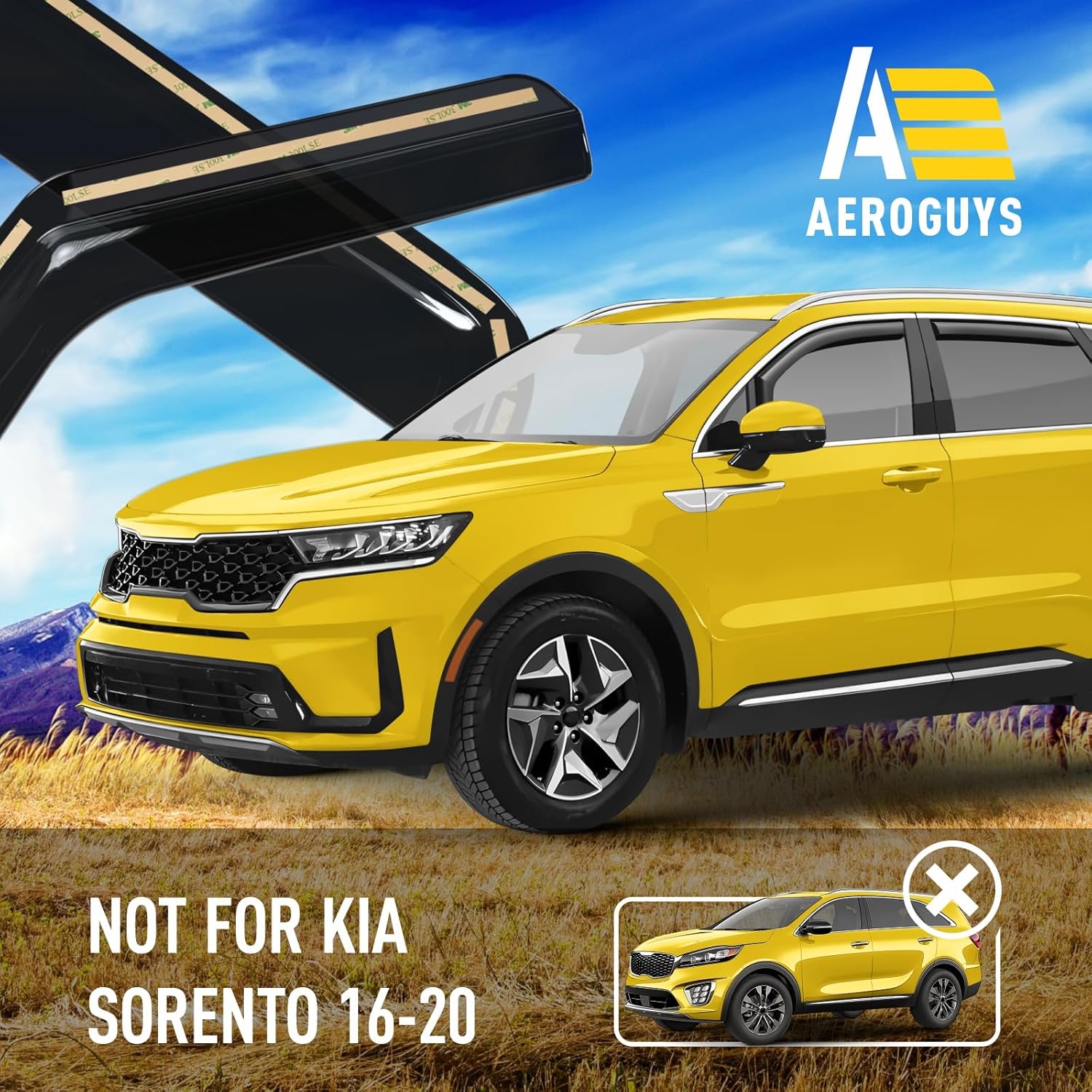 Extra Durable Window Deflectors in-Channel Window Visors Rain Guards Fit for Kia Sorento 2021-2026, Sun Visors, Wind Vent for Shades, Exterior Car Accessories - 4pcs. AG0655