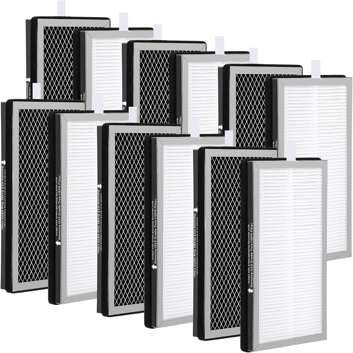 VIHOSE 12 Pack Replacement Filter Bulk Compatible with Medify Air 15 Series 3 in 1 Air Purifier Filters with Pre-filter, High Efficiency and Activated Carbon for Dust, Odor, Pet Dander