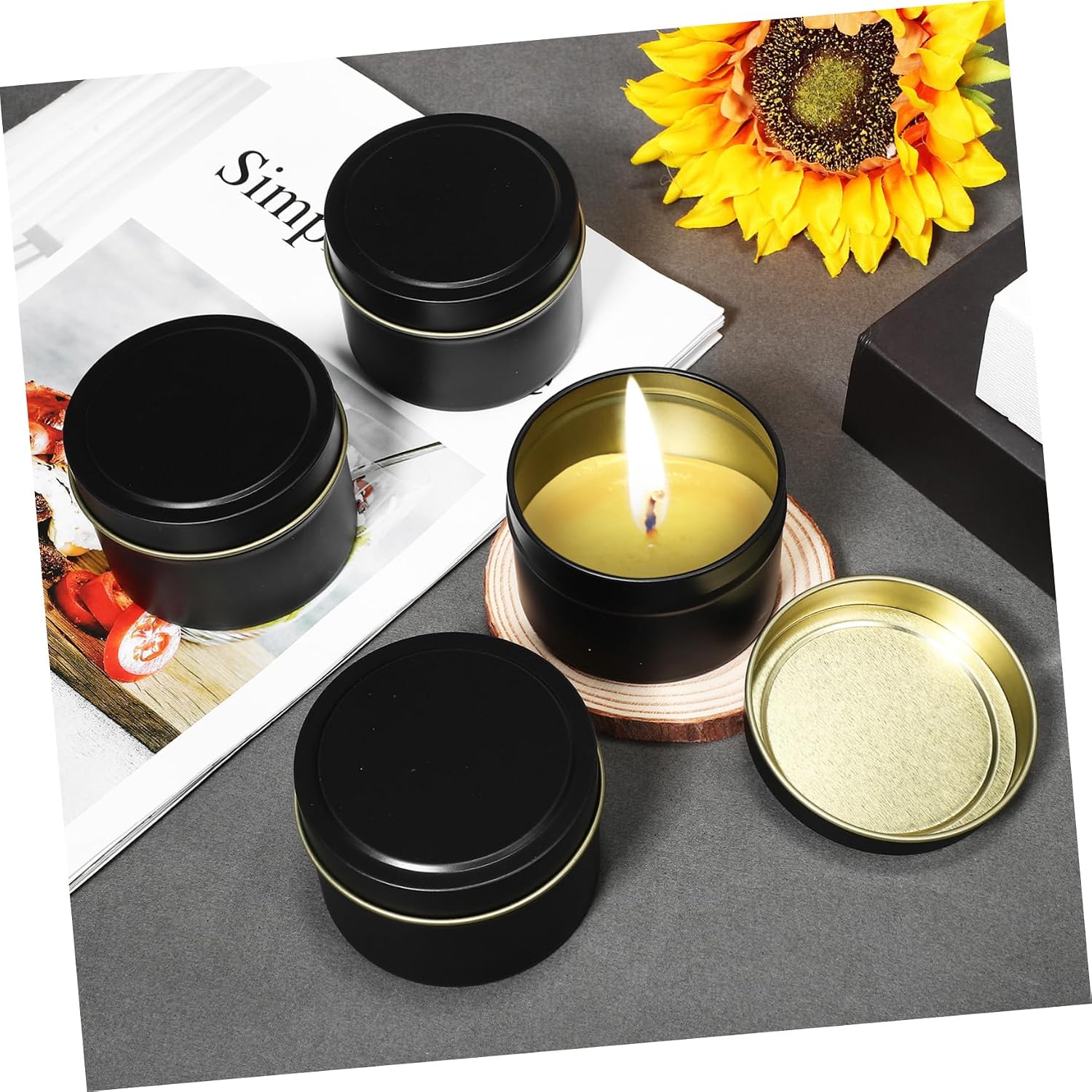 GARVALON 24pcs Sturdy Tinplate Candle Jars Round Empty Jars for Candle Making Decorative Aromatherapy Storage