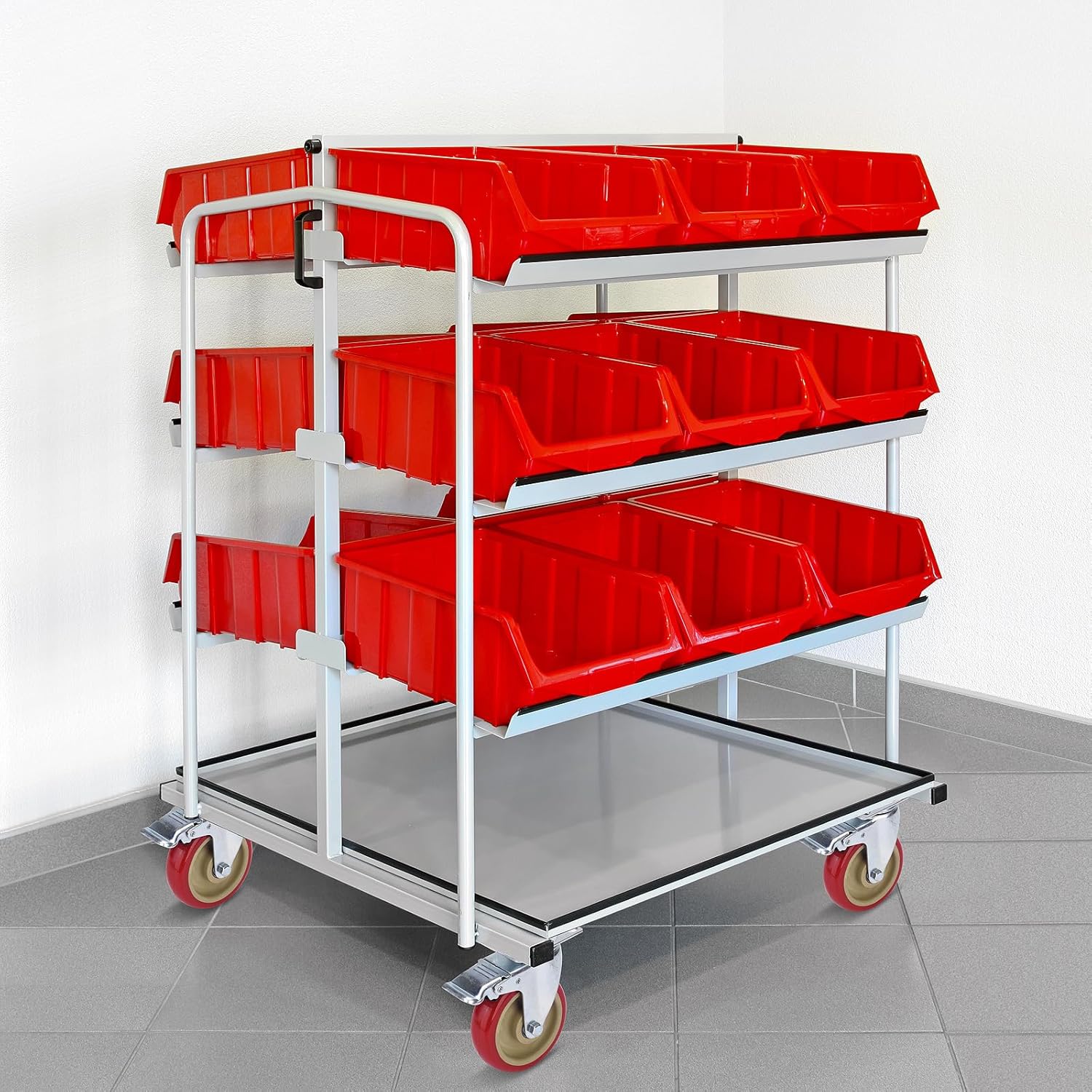 5 Inch Industrial Heavy Duty Swivel Caster Wheels with Brake,Set of 4 Safety Locking Casters,Load 2400lbs,Premium Polyurethane Wheels for Table,Trailer,Saw Table,Stage Toolbox,Bed,Corn Board