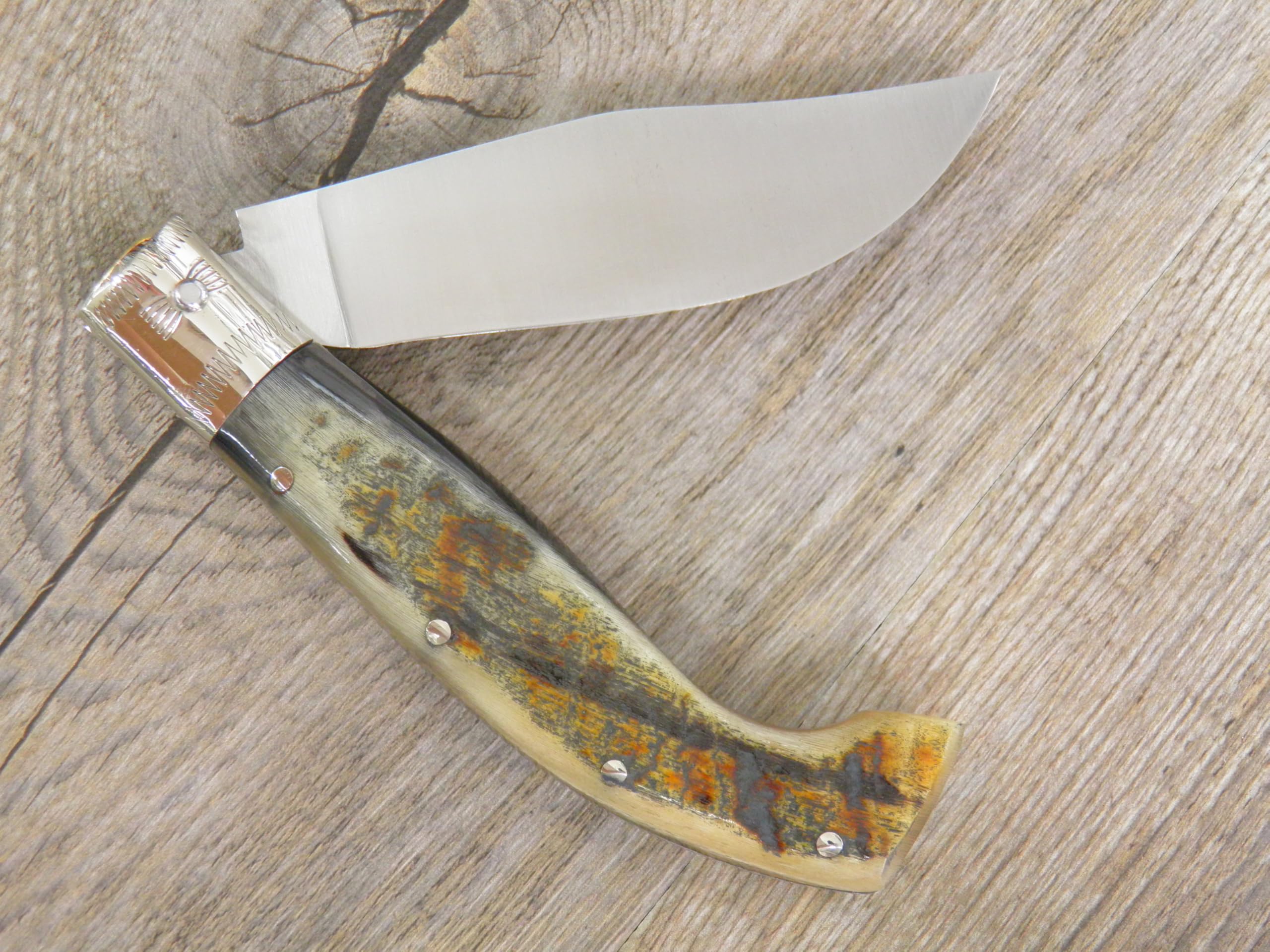 Generico Coltello Artigianale Arburesa Sardo, Manico in Corno di Muflone, 20 cm, con Custodia in Cuoio