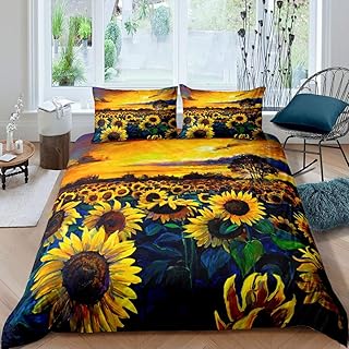 Juego de Ropa de Cama de Girasol,niños niñas, Floral,Color Amarillo Amarillo