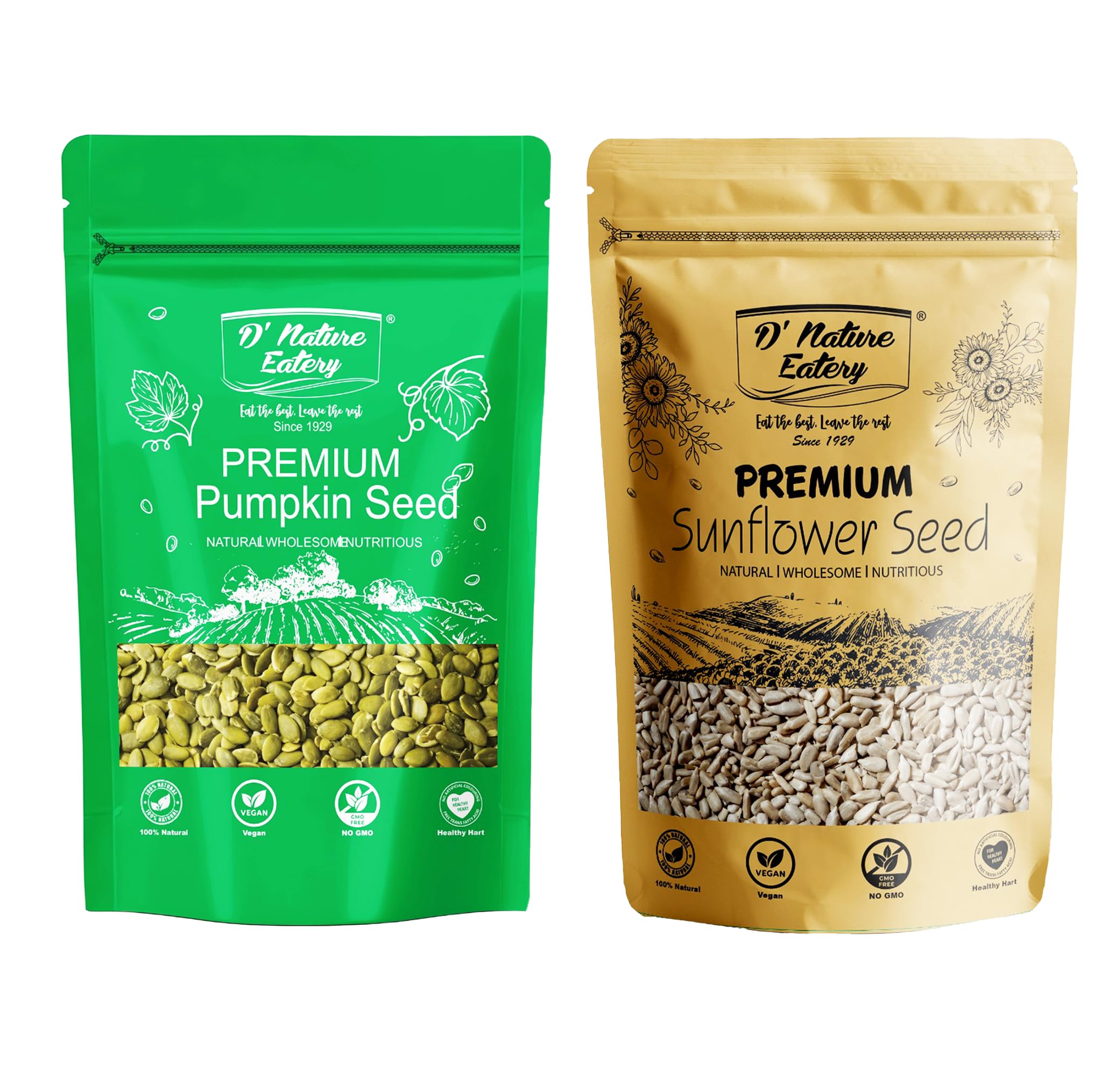 D’ Nature Eatery Seeds Combo Pack 500gm | Raw and Natural Healthy Pumpkin Sunflower Seeds for Eating | Rich in Protein, Fiber and Omega-3 | Helps for Weight Management Each 250gm (Pack of 2)-image-20