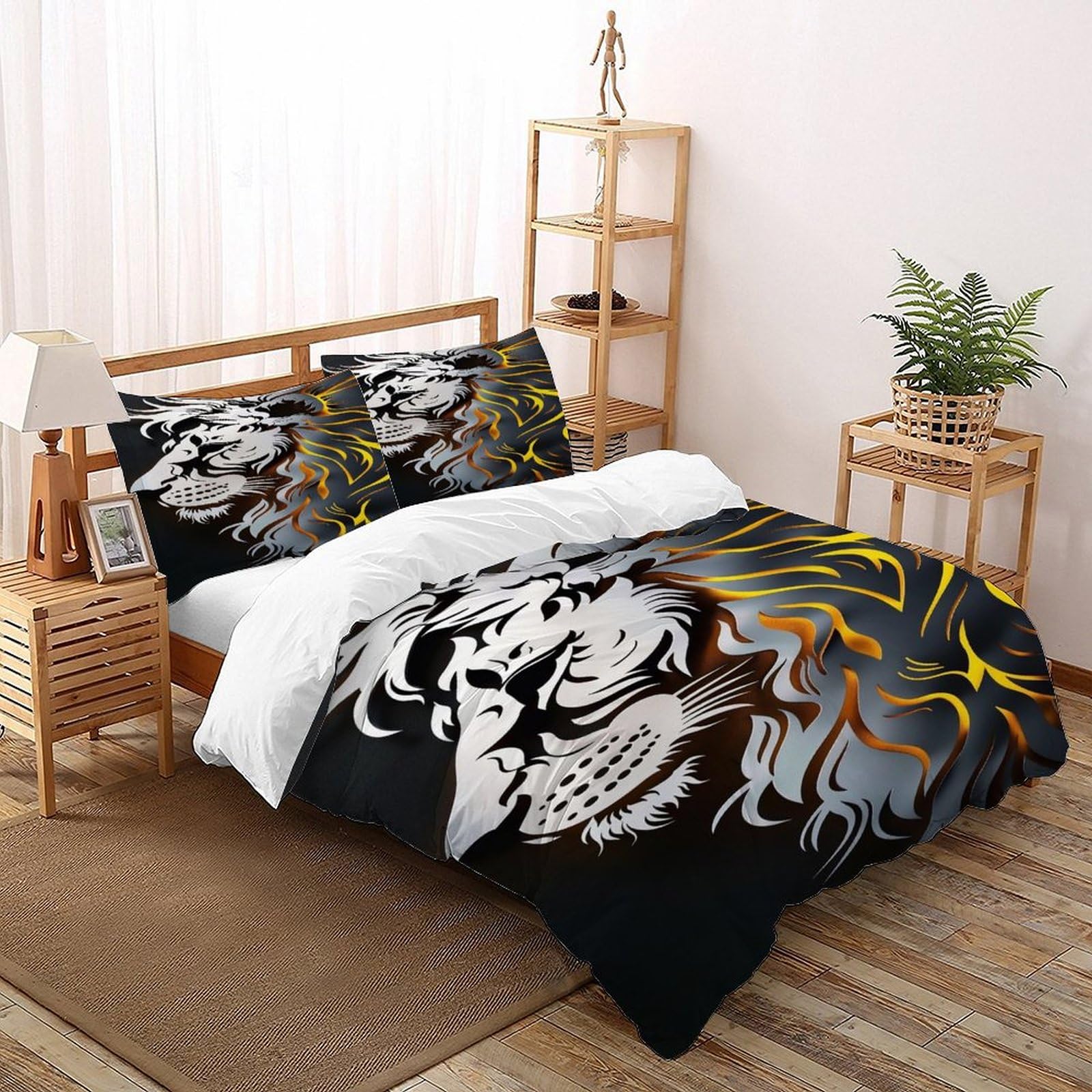 Housse de couette mammouth en microfibre 135x200cm pour lit adulte avec taies d'oreiller