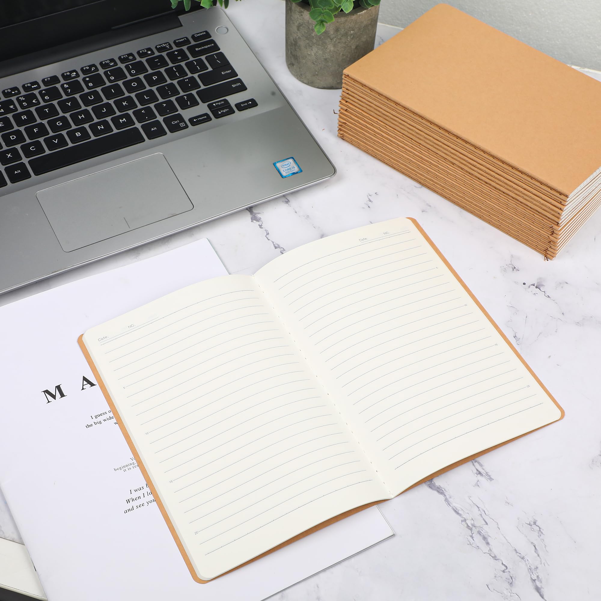 miikoul Cuadernos pequeños, cuadernos en blanco a granel sin forro para niños, estudiantes, escuela, oficina, viajeros, suministros de boceto/dibujo/escritura (24, página interior de línea Kraft)
