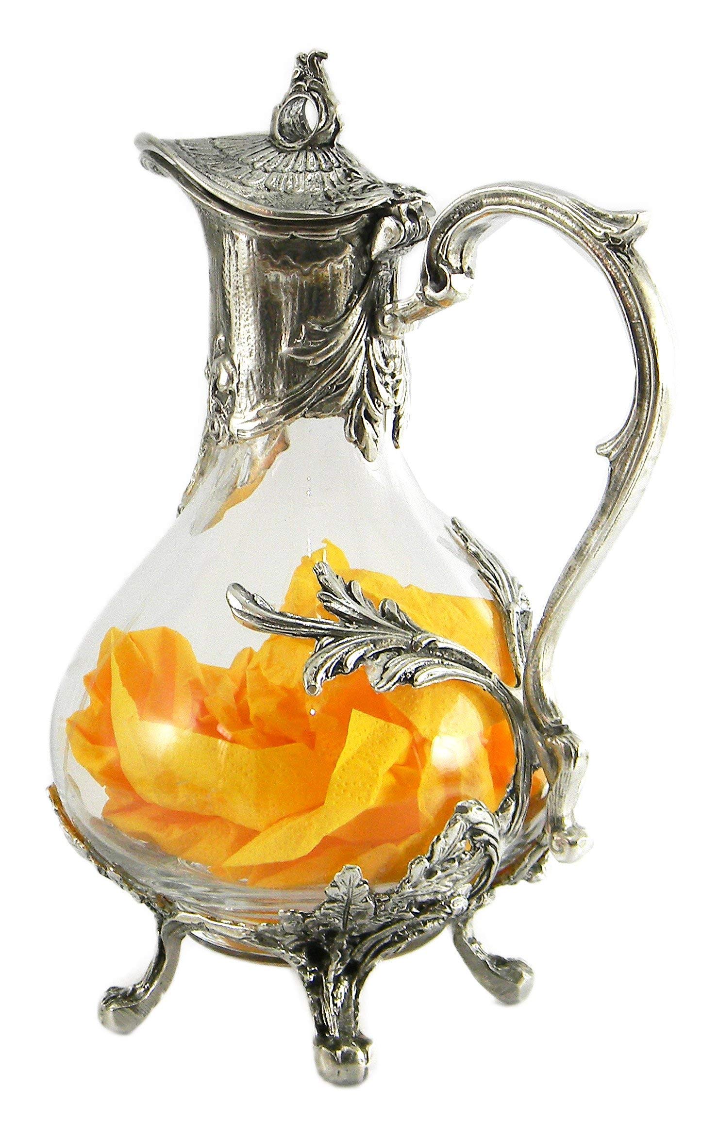 Bottle decanter glass and pewter to water wine made in italy Cavagnini