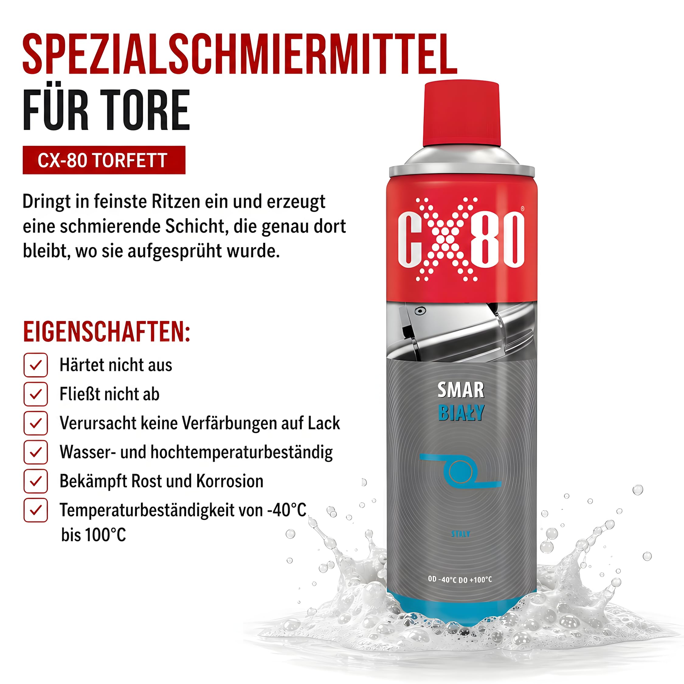CX80 Grasa en aerosol blanco de 500 ml, spray lubricante y grasa lubricante de primera calidad, resistente al agua, para coches, motos, metal y bisagras de puerta, sin goteo, Bestschweissen.de (12