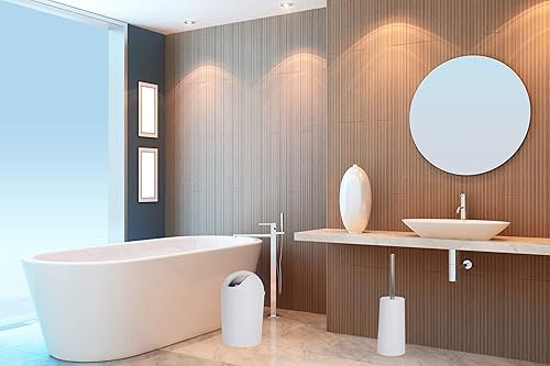 Miniatura 5 de YCOCO 6 accesorios de baño de plástico, incluye soporte para cepillo de dientes, vaso para cepillo de dientes, dispensador de jabón, jabonera,