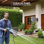 1/2" x 65 ft Retractable Garden Hose Reel | All-Weather Water Hose Reel Wall Mounted | Any Length Lock & 180°Swivel, Water Hose with 10-Function Nozzle for Cleaning, Watering (Green)