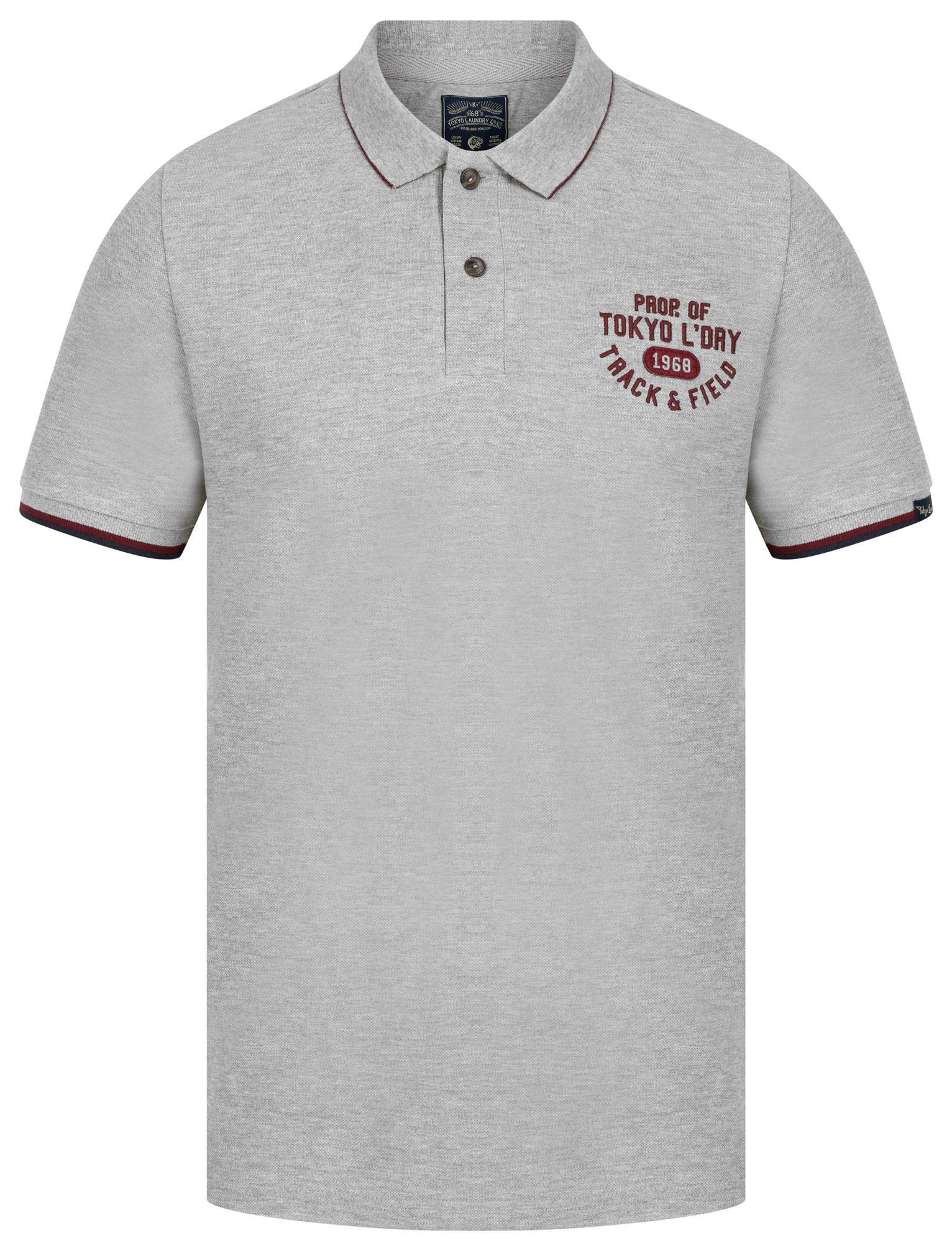 Tokyo Laundry Men's Light Grey Marl Herstmonceux Pique Cotton Polo Shirt - M