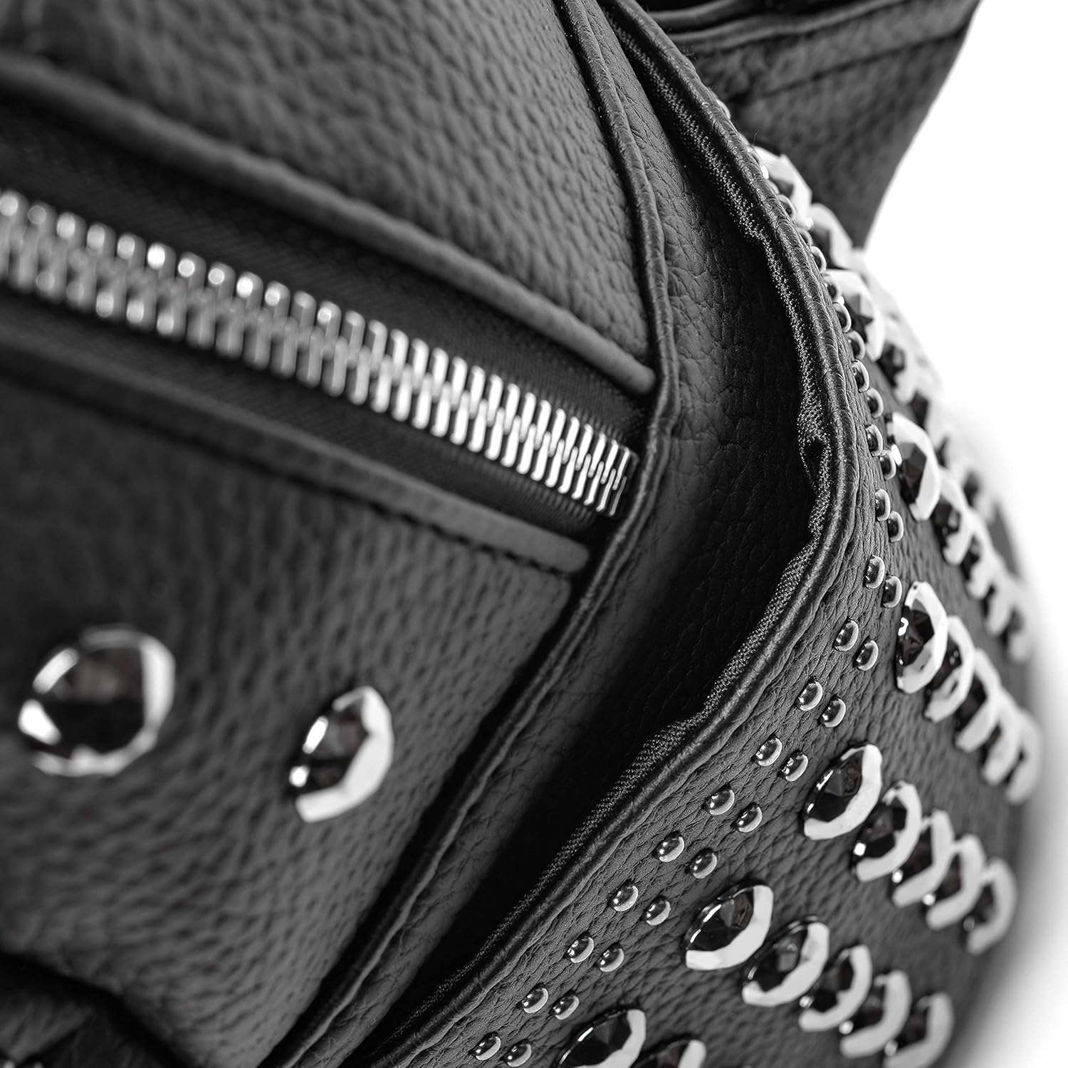 Black Faux Leather Studded Gothic Rhinestone Motorcycle Biker Mall Goth Bag and Backpack Purse - Gothic Gifts for Women - Image 5