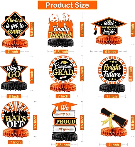 Miniatura 4 de KatchOn, Centros de mesa de graduación verdes para mesas 2023  Paquete de 9  Centros de mesa de graduación de panal para decoraciones de graduación