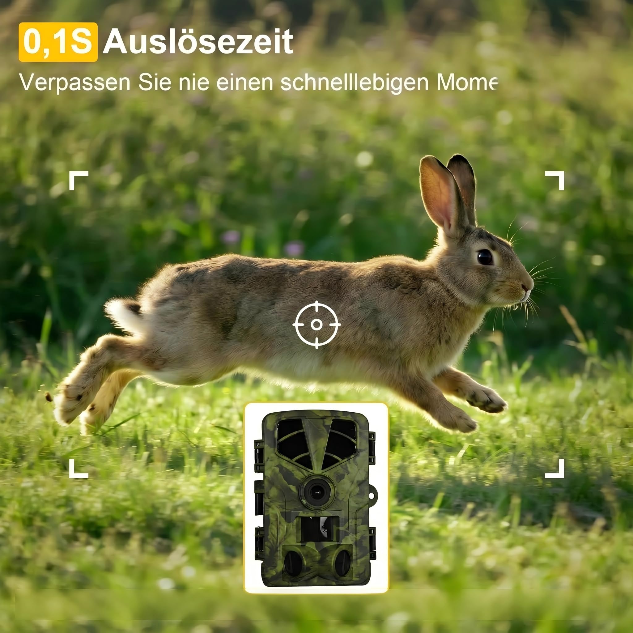 Wildkamera 5K 60MP mit WLAN & Handyübertragung APP, 120° Weitwinkel Jagdkamera mit 0,2s Auslösezeit, IP66 Wasserdicht, 4MP Video, Wildtierkamera mit 32GB Speicherkarte und Infrarot-LEDs ohne Glühen