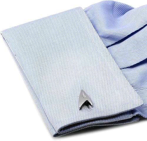 Miniatura 3 de Gemelos Star Trek Silver Delta Shield, con licencia oficial, plateado