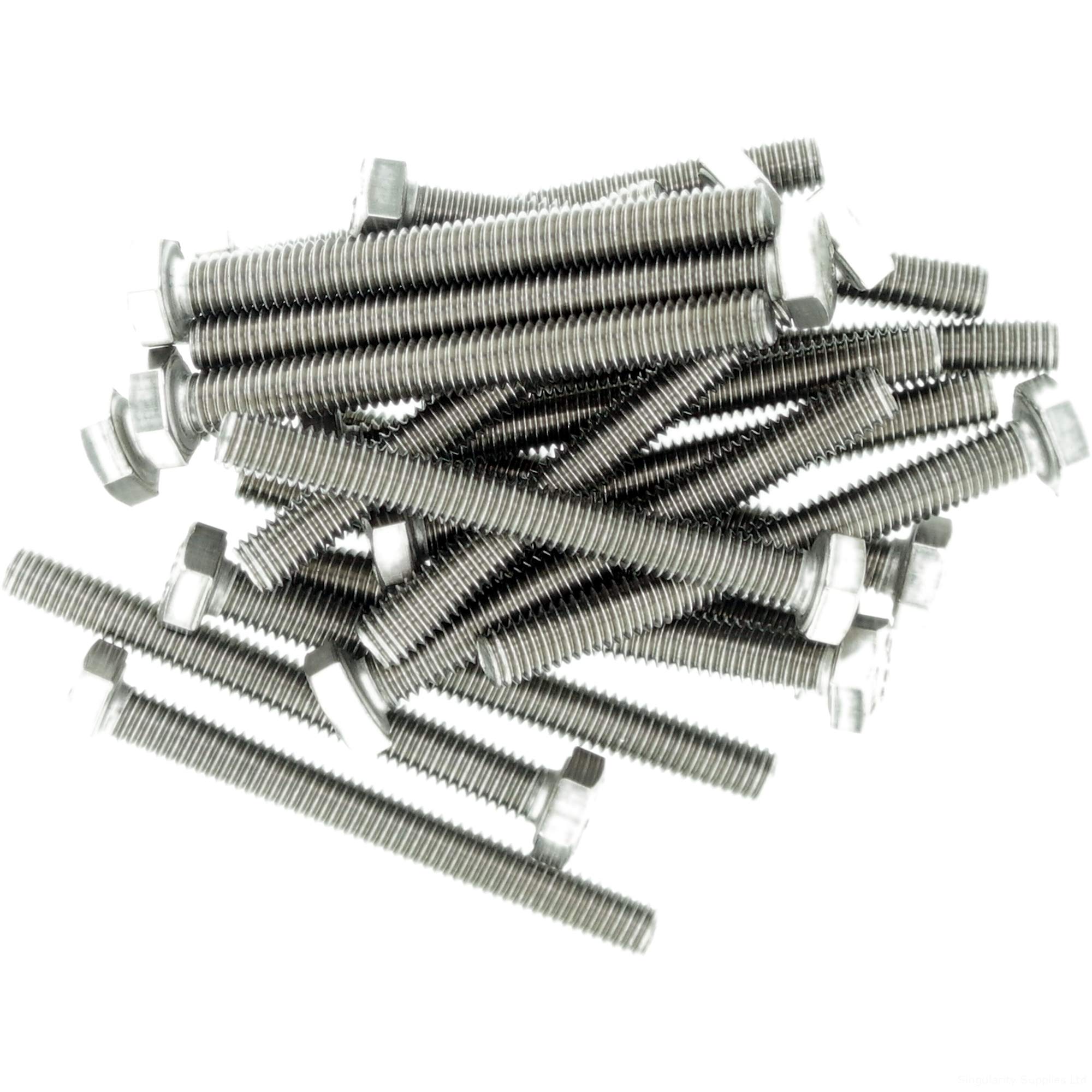 Singularity Supplies M2.5 (2.5Mm X 6Mm) Hex Bolt (Fully Threaded Setscrew) - Stainless Steel (A2) (Pack Of 20)