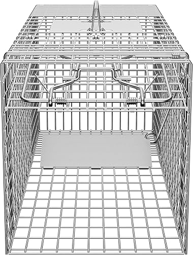 Miniatura 25 de ZENY Trampa de jaula de animales vivos de 32 x 12.5 x 12 pulgadas con puerta de hierro, jaula de acero para conejos, gatos callejeros, ardillas