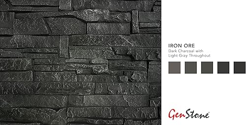 Miniatura 2 de GenStone Panel de piedra apilada sintética de 41 x 11.25 pulgadas en color mineral de hierro para proyectos de mejoras para el hogar hazlo tú mismo