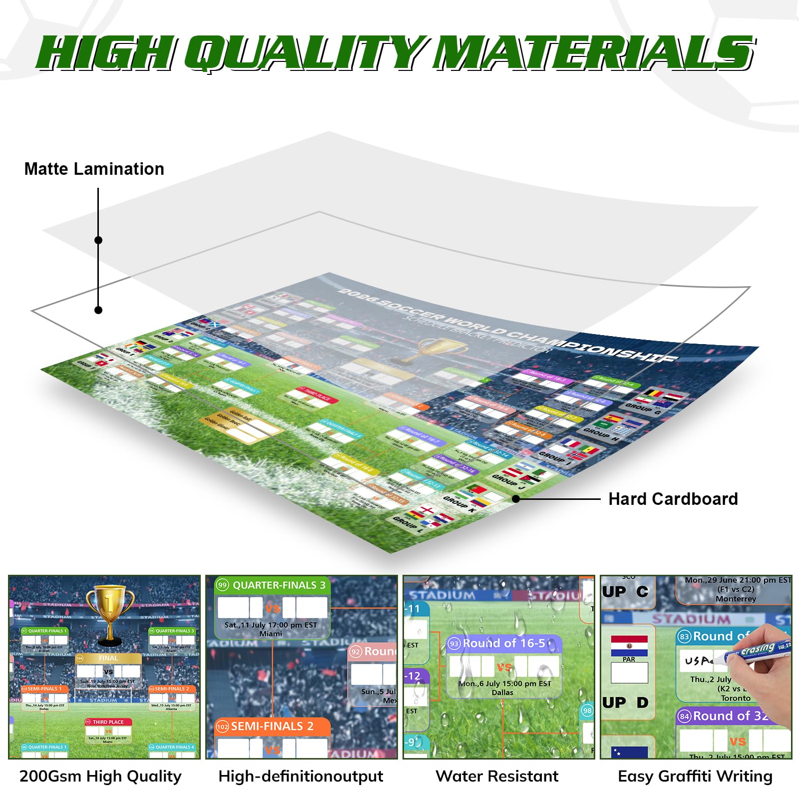 World Cup Schedule Poster 2026 World Soccer Game Wall Chart Poster No Crease World Cup Soccer Calendar Football Tournament Schedule Home Bar Party Decorations - 3