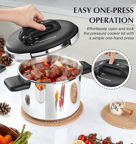 Miniatura 2 de KOCH SYSTEME CS Olla a presión de acero inoxidable de 8.5 cuartos de galón, olla a presión de acero inoxidable 1810, ollas a presión de bloqueo de