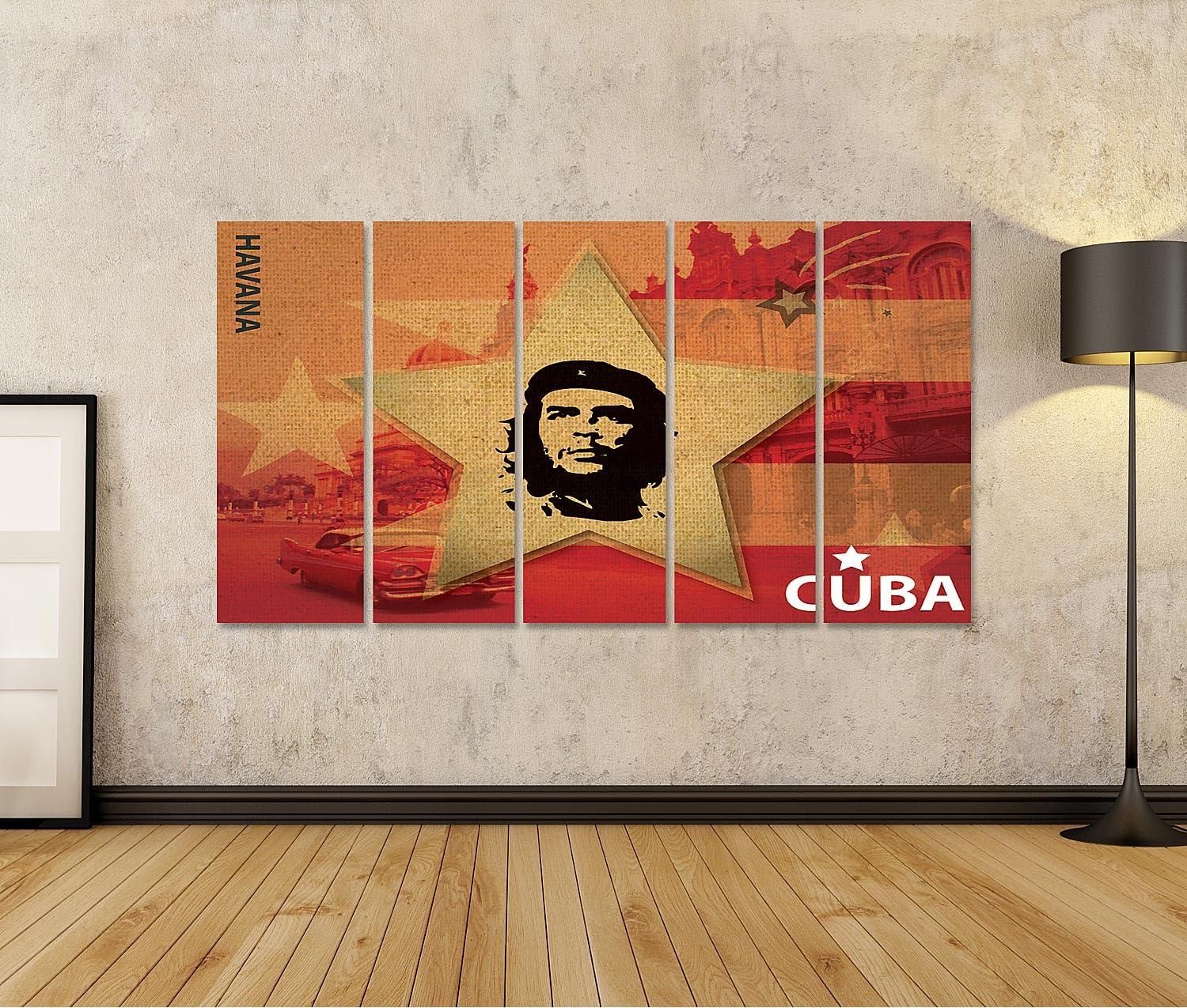 islandburner Poster artistico su tela Che Guevara Cuba stile retrò, 160 x 80 cm