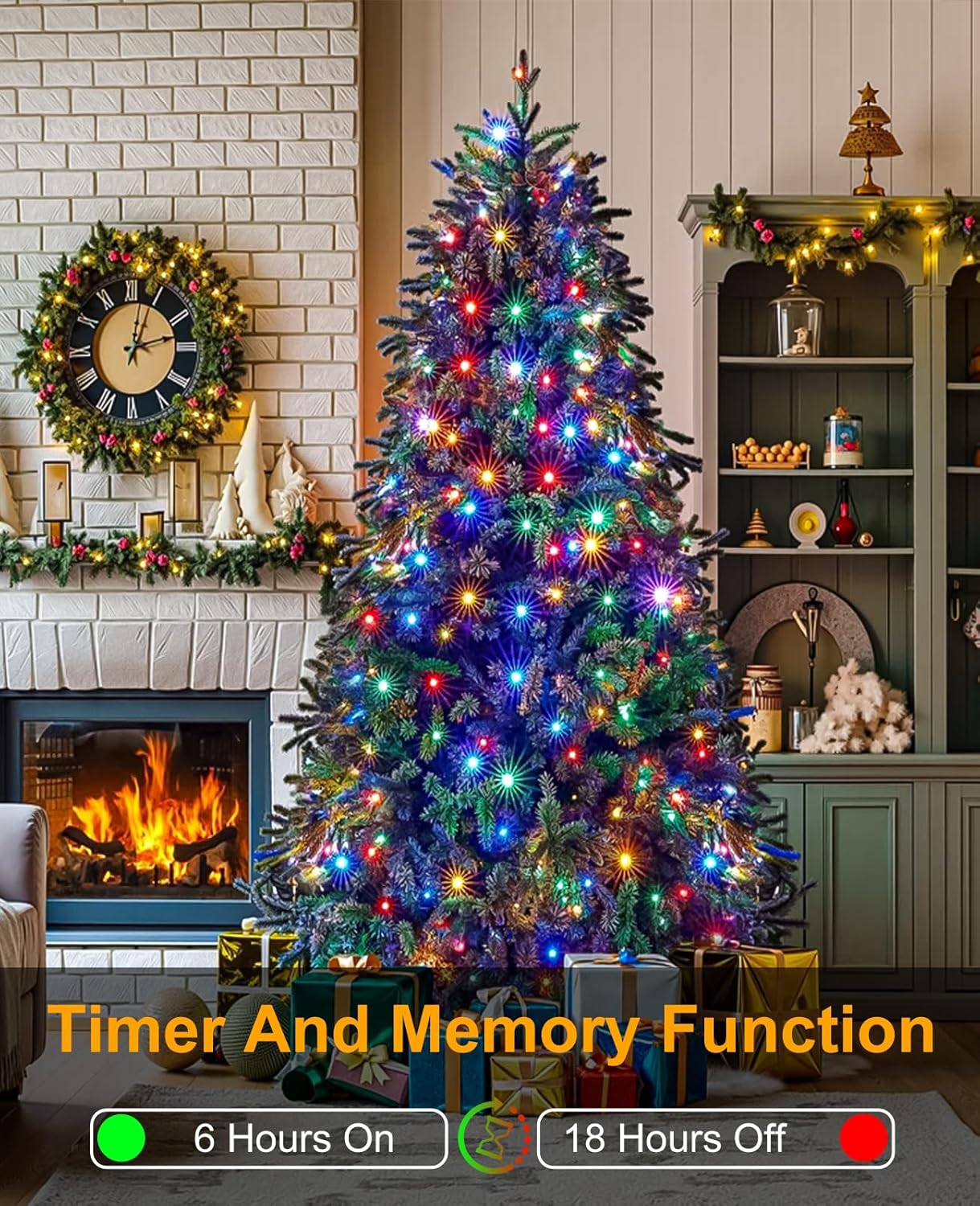197FT 600 LED Christmas Lights Outdoor, Plug in Easter String Lights Waterproof, 8 Modes Green Wire String Twinkle Lights for Indoor Garden Patio Yard Party Holiday Decorations, Multicolor