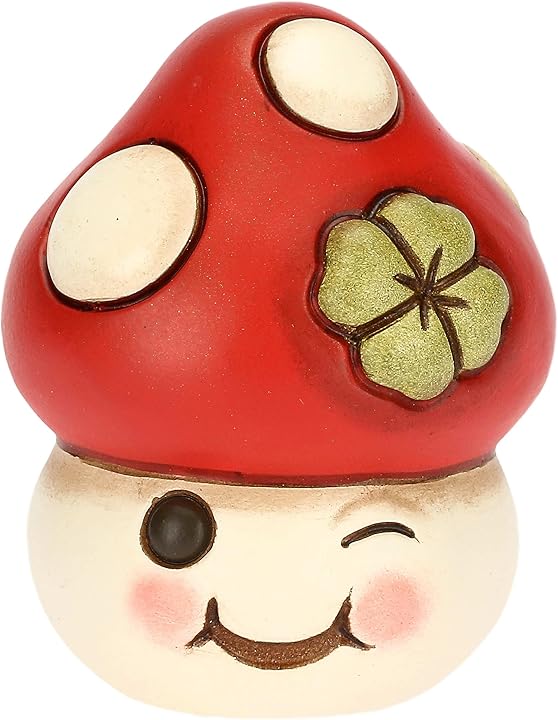 Thun ronnie fungo rosso in ceramica con quadrifoglio portafortuna