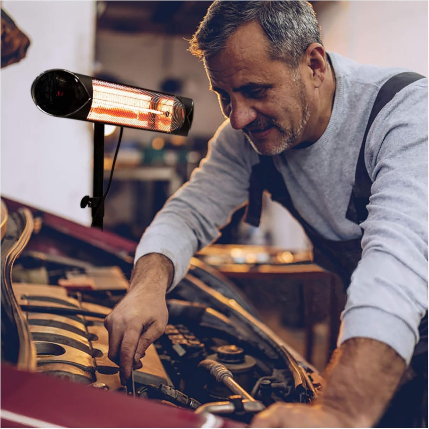 Electric Heater Outdoor – Portable Outside Heater with Stand – 1500W Weatherproof Infrared Heater Indoor/Outdoor by iQ Heat : Patio, Lawn & Garden