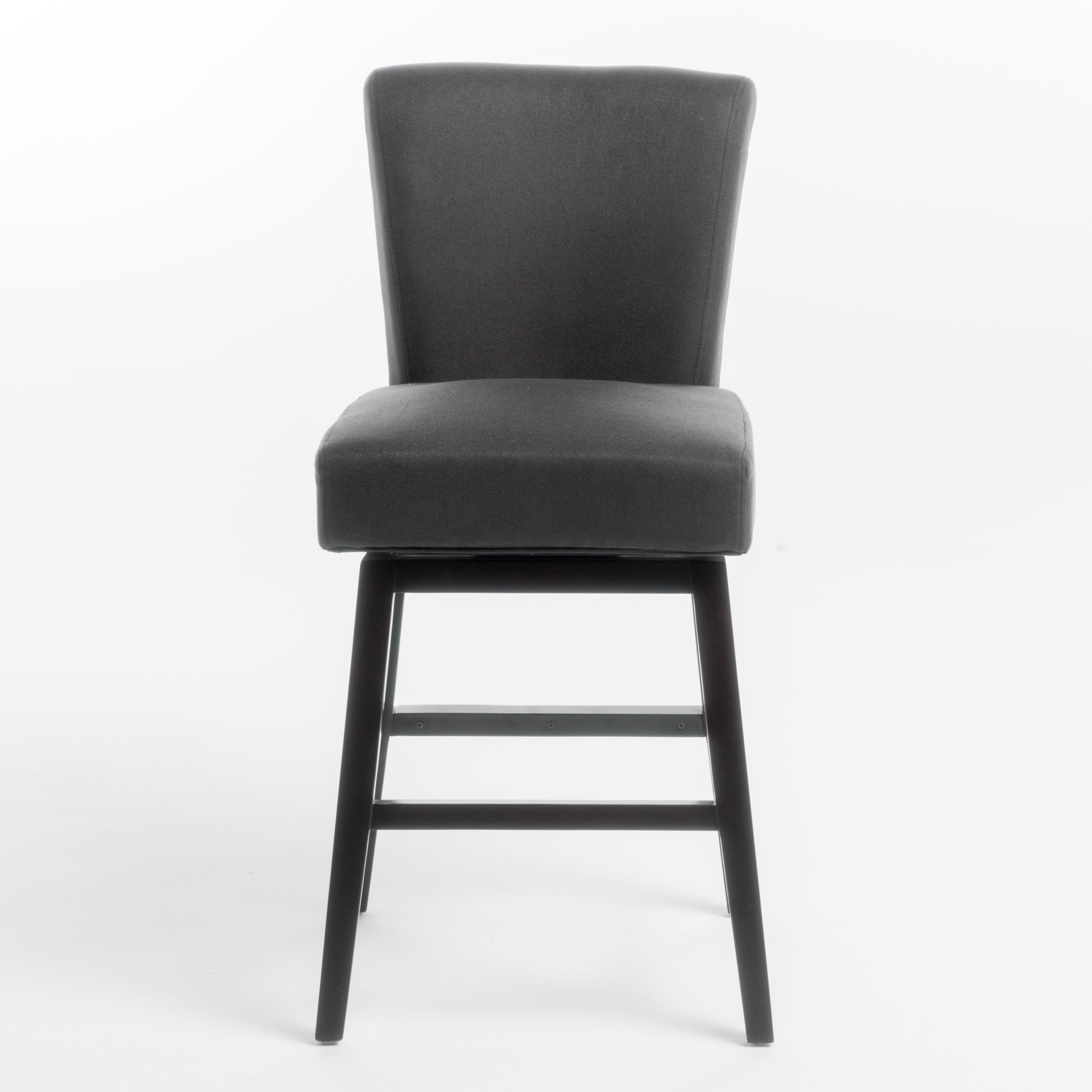 Tracy Fabric Swivel Barstool, 41.25", Dark Charcoal