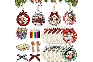 OurWarm Christmas Photo Ornaments for Personalizing with Unfinished Christmas Picture Frames for Holiday Decorations