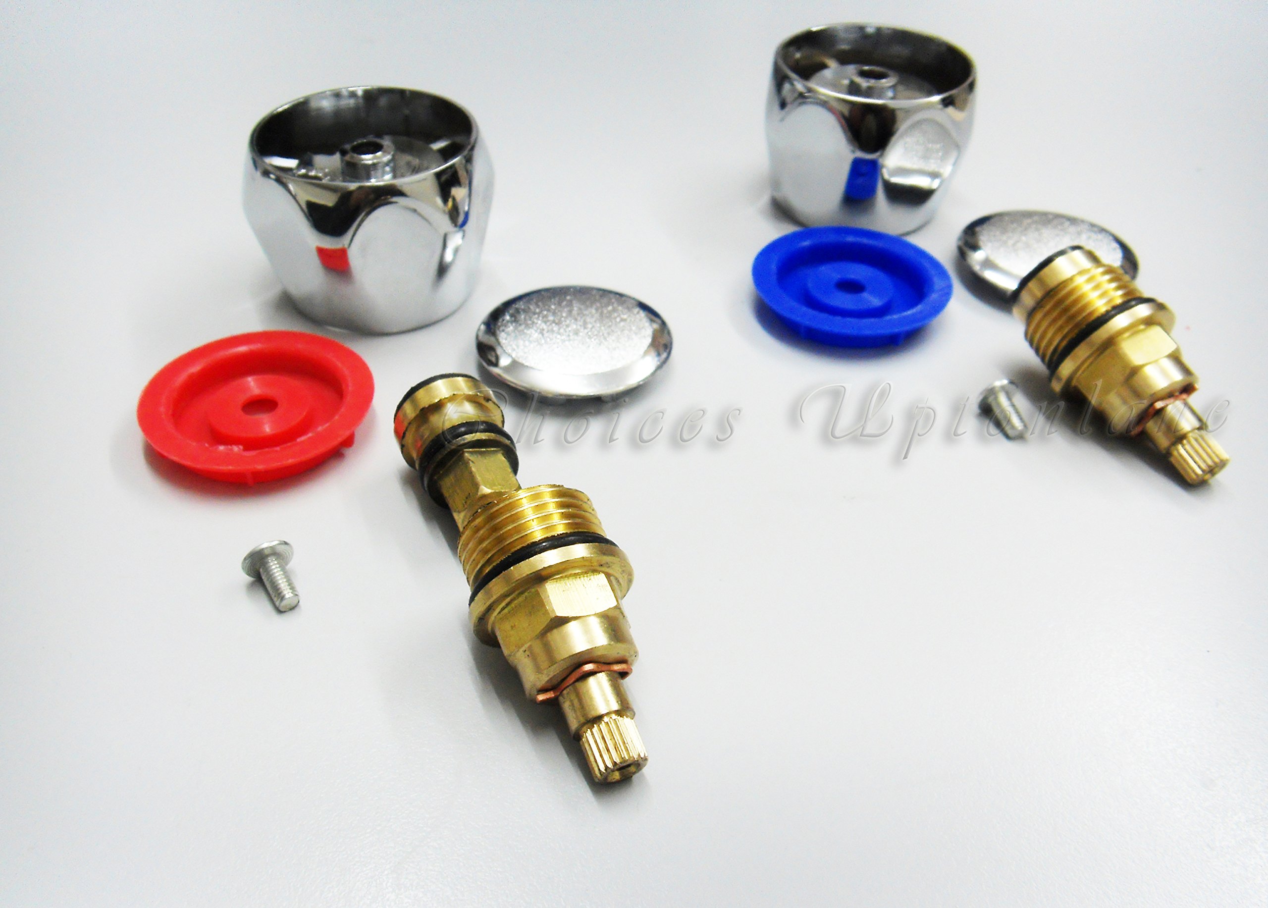 REPLACEMENT HOT & COLD TAP TOP HEAD COVERS CHROME PLATED FOR BASIN