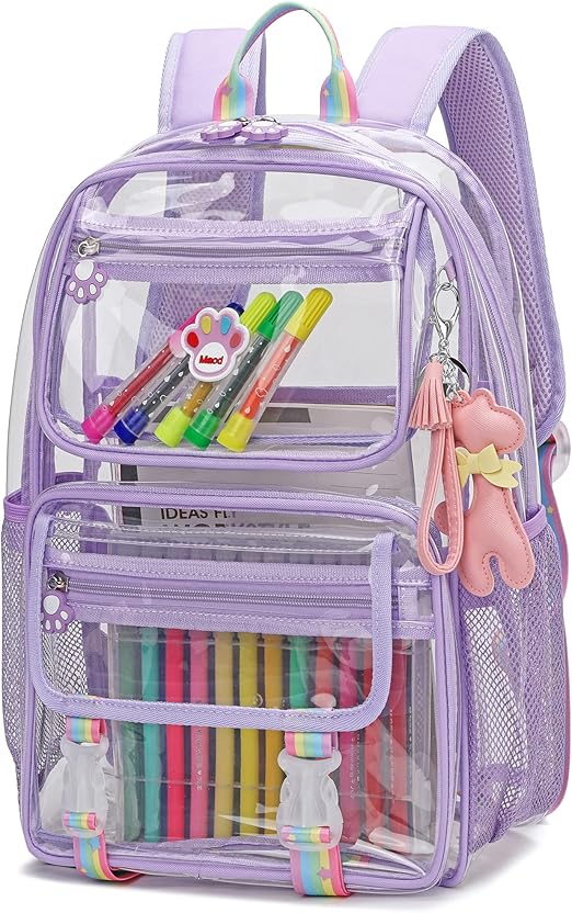 Maod Clear Backpack for Girls, Cute Transparent Heavy Duty