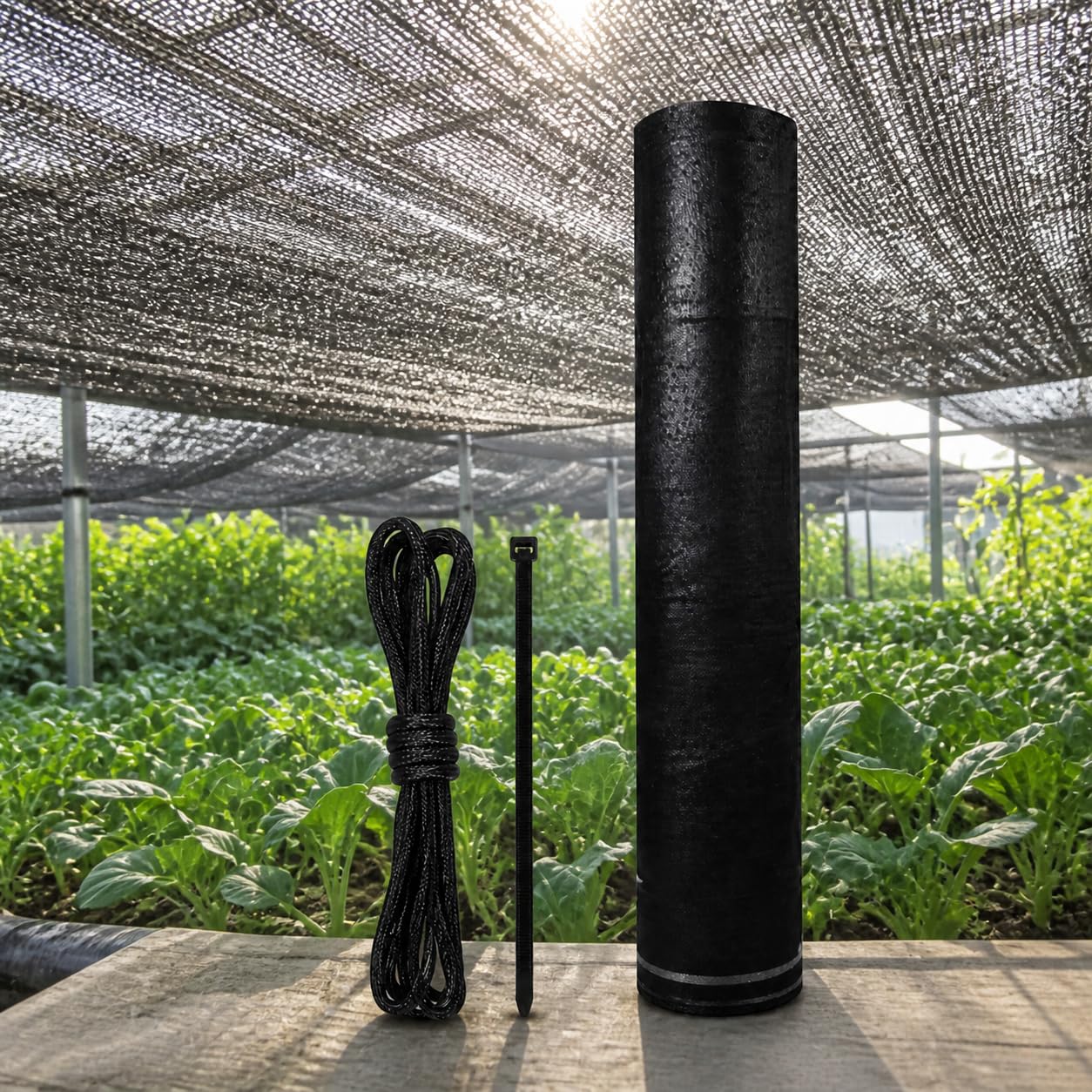 Filet Ombrage Serre Agricole Plastique, 2x10m, Cordons et Attaches Inclus