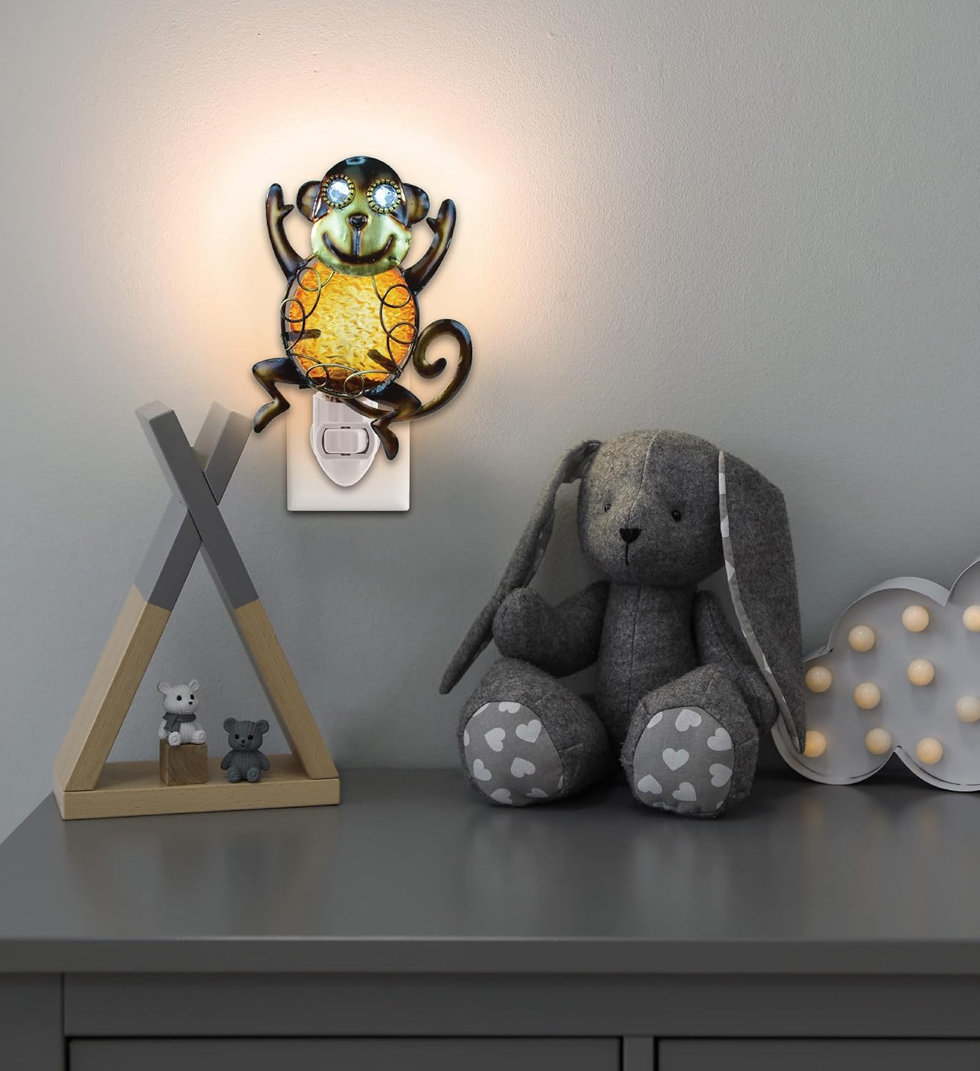 Puzzled Monkey Handcraft Art Glass and Metal Decorative Night Light Home Décor - Buildings Collection - Elegant Unique Gift and Useful Souvenir