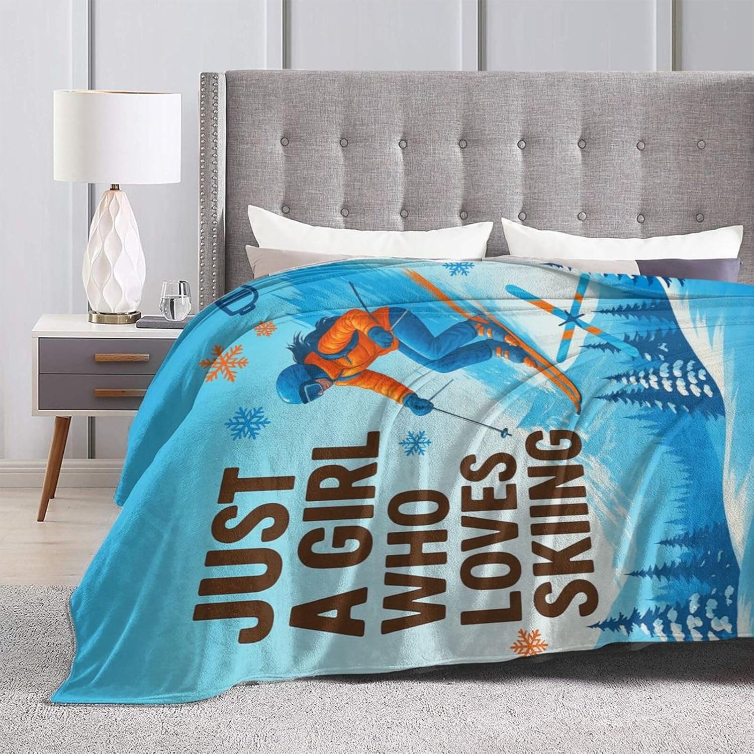 Skiing Fleece Blanket Sports Ski Throw Blankets for Girls Women Super Soft Warm Flannel Throws Gifts for Kids Adults Cozy Fuzzy Plush Stuffed Couch Bed Bedding Decor 50"X40" - Image 5