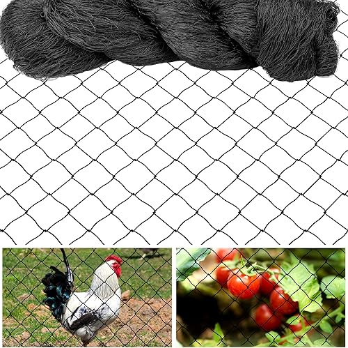 Red para pájaros de 25 x 50 pies para gallinero, red de pollo con red de malla cuadrada de 1 pulgada, red de aves de corral resistente para
