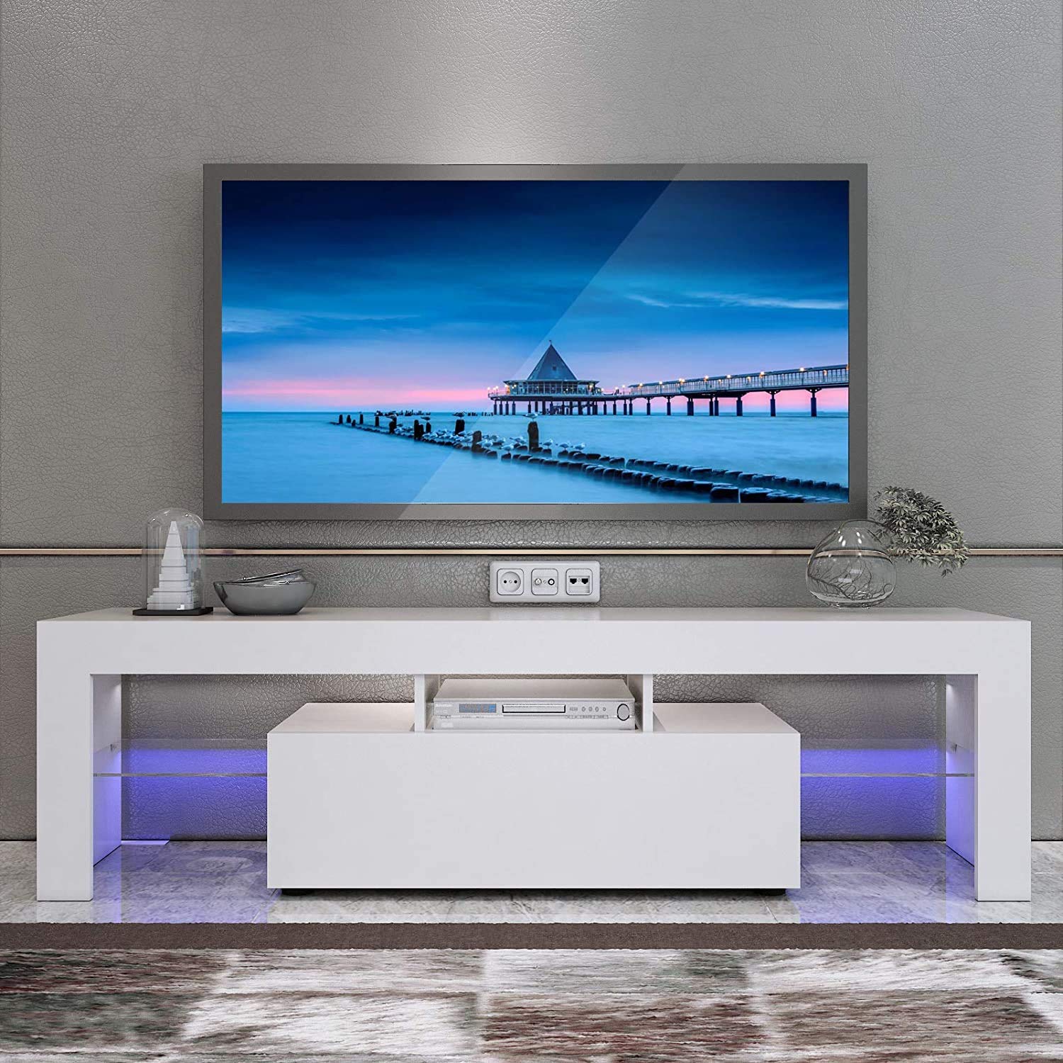 Buy Modern LED Light Wood High Gloss TV Stand, Modern TV Stand
