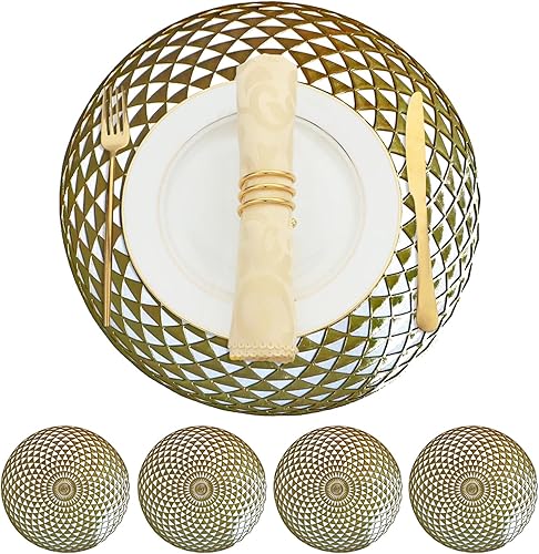 Juego de 4 manteles individuales metálicos, fáciles de limpiar, lavables, decorativos para cocina y mesa de comedor, manteles redondos disponible en Yaxa El Salvador