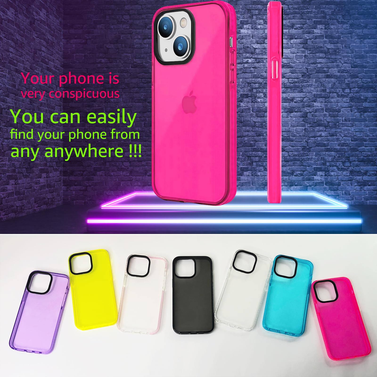 Funda transparente de neón para iPhone 14 de 6,1 pulgadas, bonita funda de teléfono con diseño retro vibrante para mujer, accesorios de los años 80, funda protectora de cámara de silicona suav