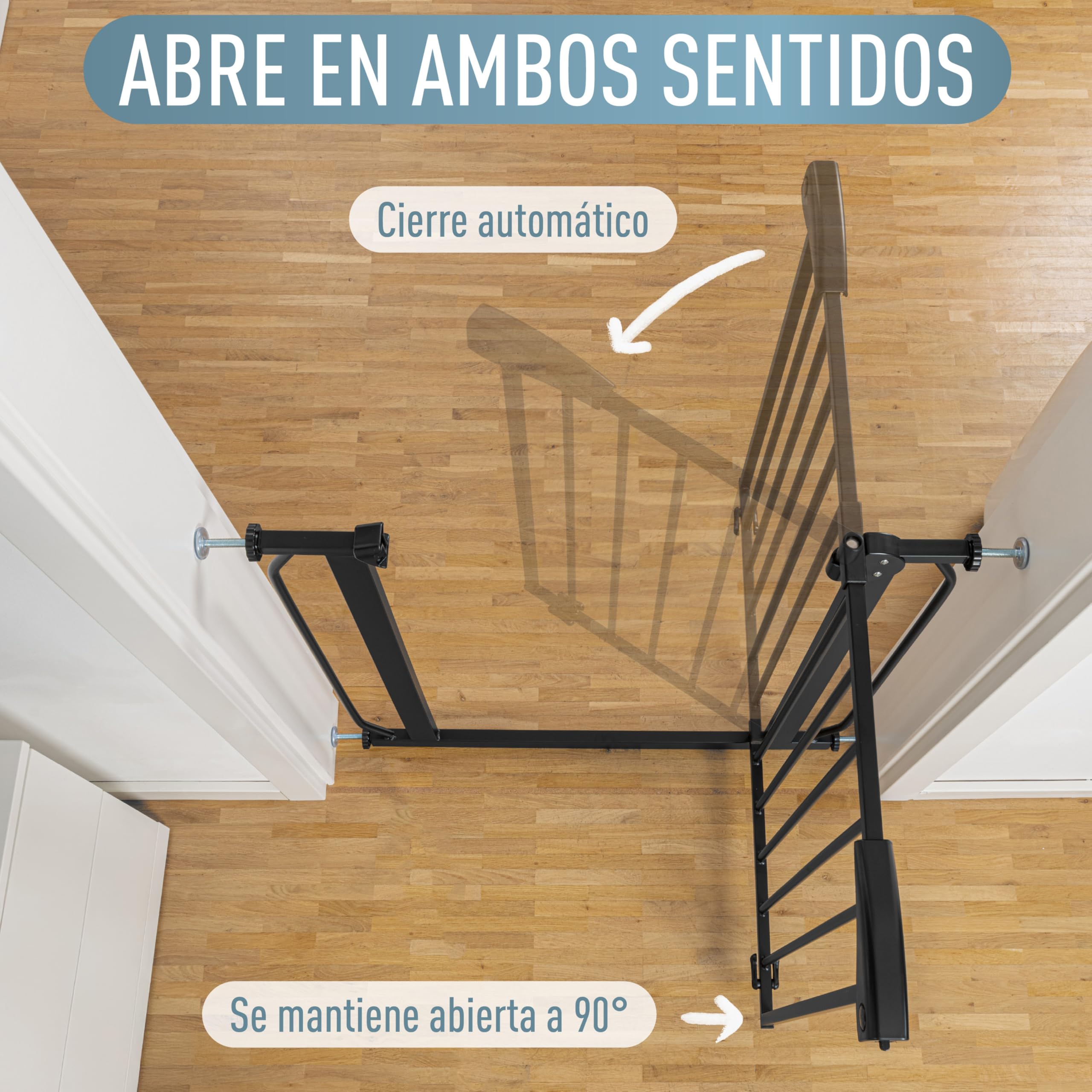 IB STYLE Barrera de Seguridad Berrin XXL - Puerta para bebés, Escaleras, Niños, Extensible, Negro, Tamaño: 140-150 cm