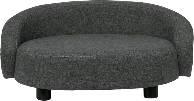 Paws & Purrs Arc Crescent Back Sofa Style Pet Bed, Dog & Cat Modern Couch with Tufted Cushion & Armrest, Stylish Indoor Pet Furniture, Dark Gray