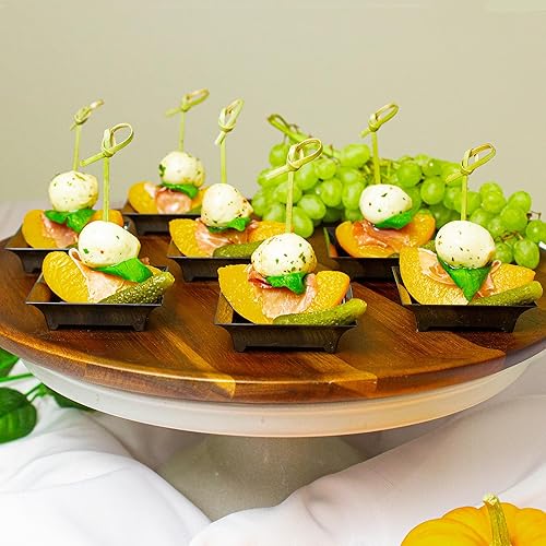 Miniatura 9 de CMJJ - Paquete de 48 bandejas pequeñas cuadradas de plástico transparente para aperitivos mini bandejas de servir para fiestas platos de postre