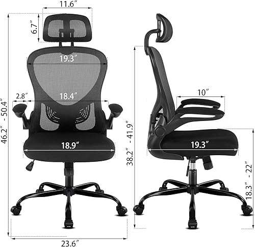 Miniatura 3 de Misolant Silla de oficina silla de escritorio ergonómica silla de escritorio de oficina silla de oficina con reposacabezas y soporte lumbar