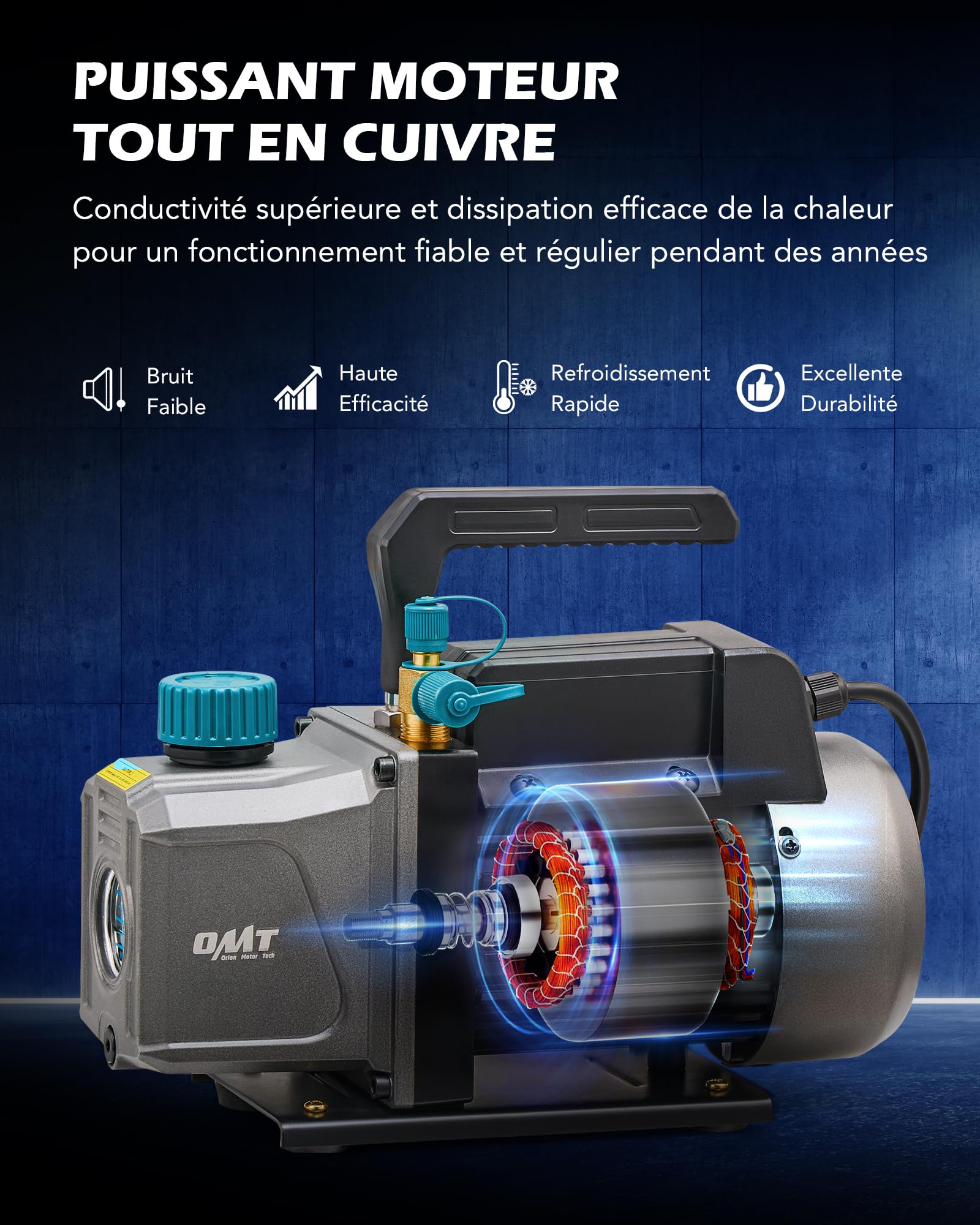 Orion Motor Tech Pompe à Vide Climatisation 186W 100 L/Min Pompe à Vide Frigoriste Kit de Recharge Climatisation Voiture avec Tuyau Jauge Adaptateurs pour Systèmes Auto HVAC R134a R12 R22 R502