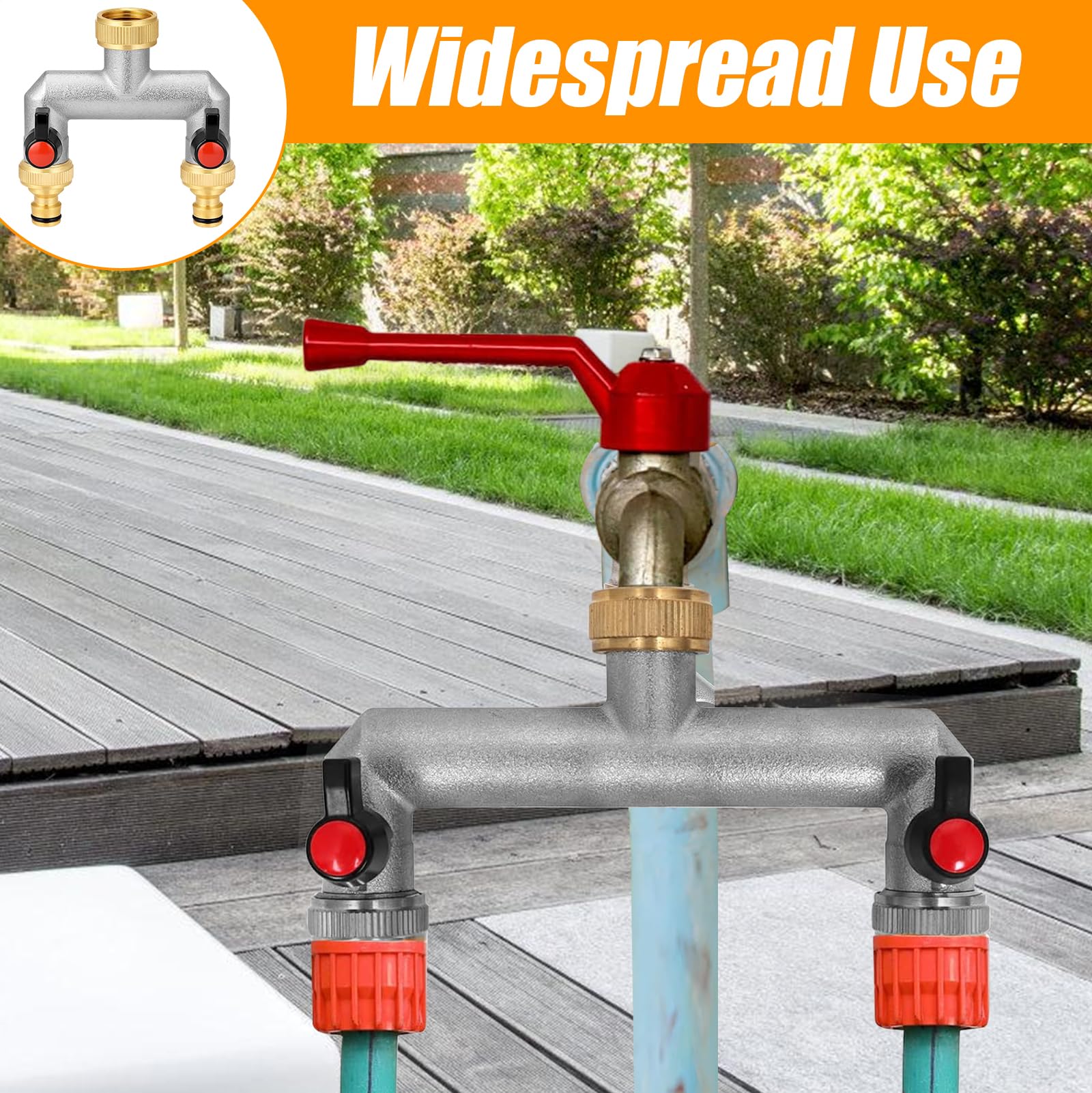 Distributeur D'eau 2 Voies 3/4'' En Laiton Nickelé – Avec Robinets Indépendants Et Bande D'étanchéité